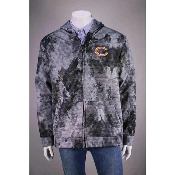 Reebok On-Field Gray Chicago Bears Full Zip Front Hooded Jacket M - Picture 1 of 13
